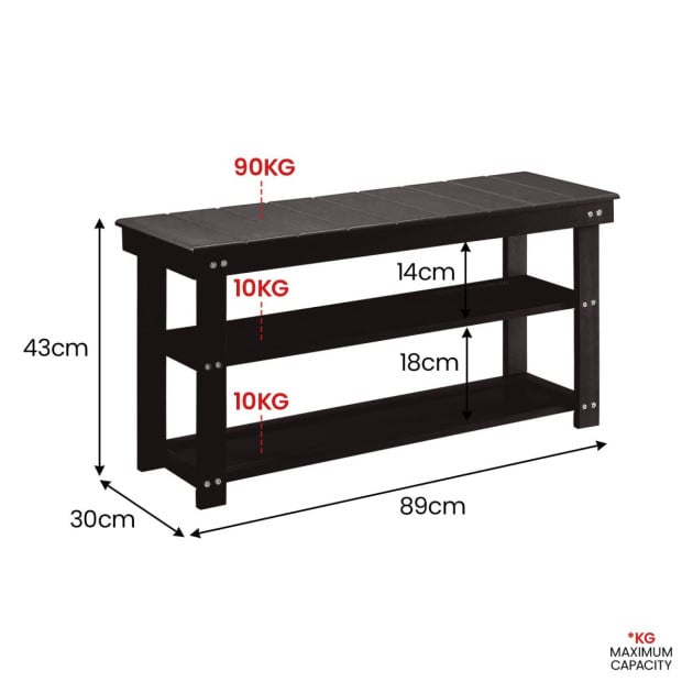 Sarantino Maeve Shoe Storage Bench - Black Image 4