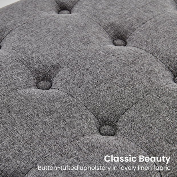 Cameron Button-Tufted Upholstered Bench with Metal Legs -Dark Grey Image 6