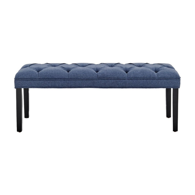 Cate Button-Tufted Upholstered Bench with Tapered Legs by Sarantino - Blue Image 2