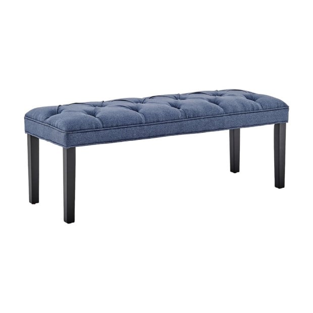 Cate Button-Tufted Upholstered Bench with Tapered Legs by Sarantino - Blue Image 3