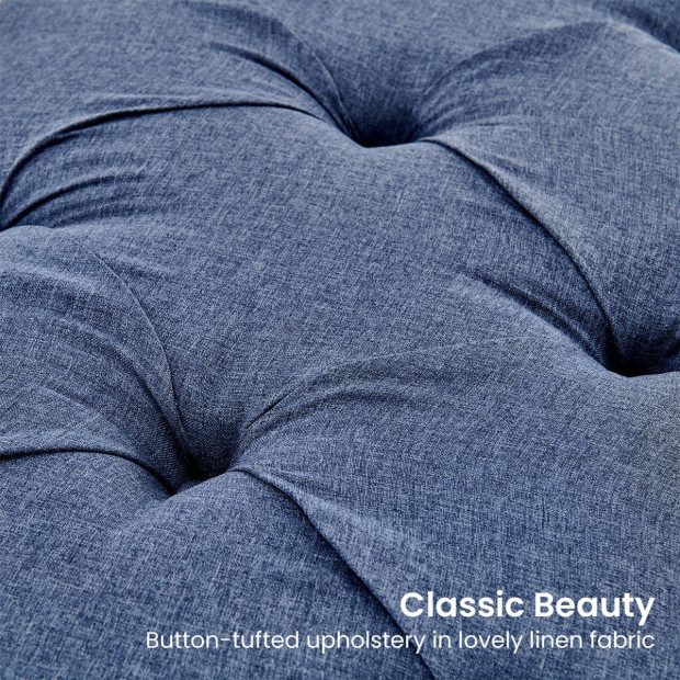 Cate Button-Tufted Upholstered Bench with Tapered Legs by Sarantino - Blue Image 6