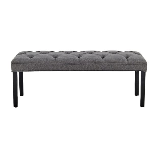 Cate Button-Tufted Upholstered Bench with Tapered Legs by Sarantino - Dark Grey Image 2