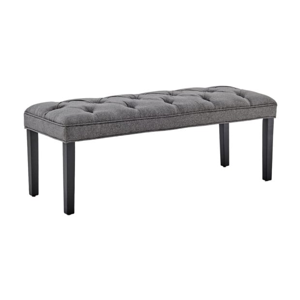 Cate Button-Tufted Upholstered Bench with Tapered Legs by Sarantino - Dark Grey Image 3