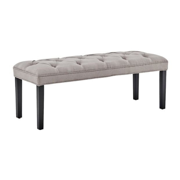 Cate Button-Tufted Upholstered Bench with Tapered Legs by Sarantino - Light Grey Image 3