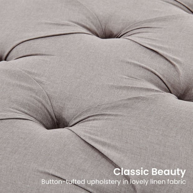 Cate Button-Tufted Upholstered Bench with Tapered Legs by Sarantino - Light Grey Image 6