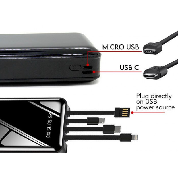 20000mah Powerbank Built-in 3 Cables High Capacity Battery Charger Image 4