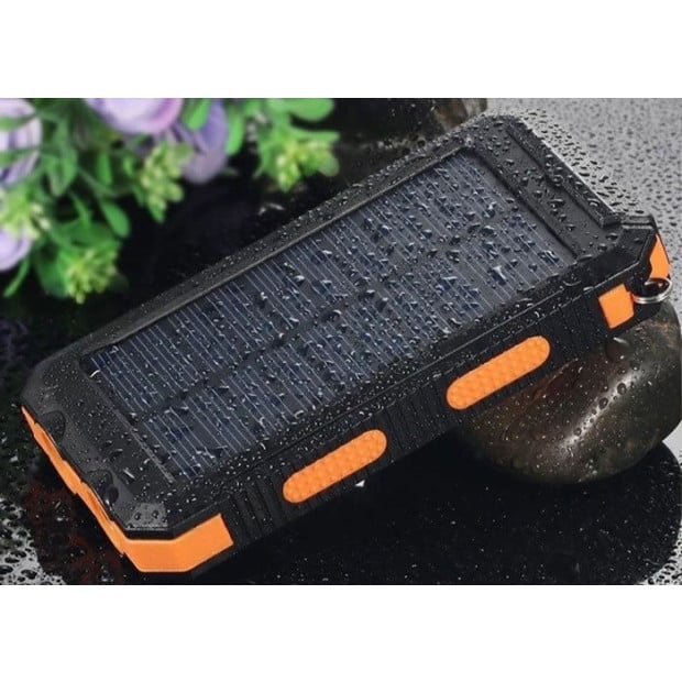 2x Blue 10000mah Solar Power Bank Dual USB Battery Charger Image 3