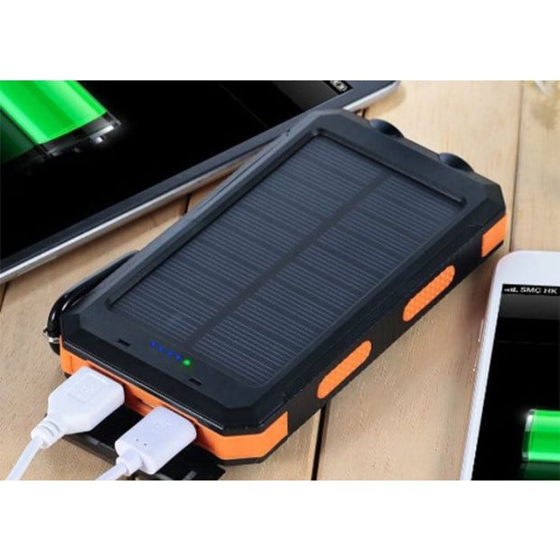 2x Blue 10000mah Solar Power Bank Dual USB Battery Charger Image 4