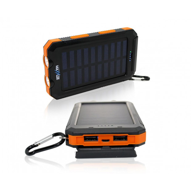 Maxxlee 10000mah Solar Power Bank Dual Usb Battery Charger Portable Orange