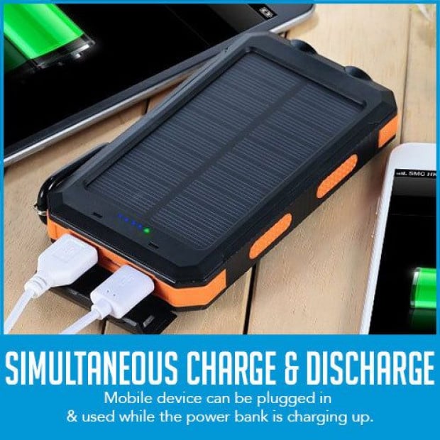 Maxxlee 10000mah Solar Power Bank Dual Usb Battery Charger Portable Orange Image 3