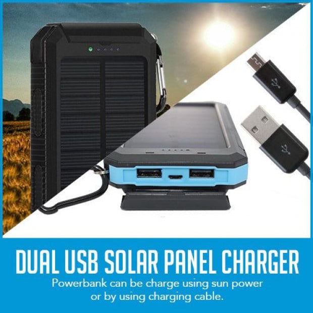 Maxxlee 10000mah Solar Power Bank Dual Usb Battery Charger Portable Orange Image 4