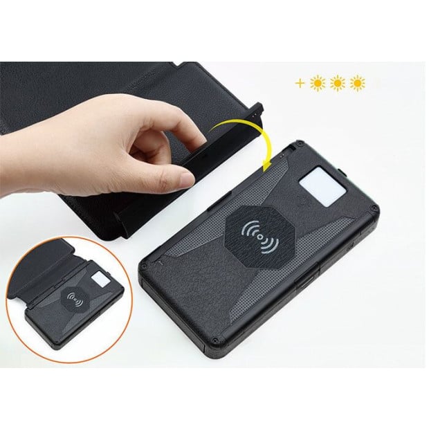 2x 20000mah Solar Panel Power Bank Qi Wireless Battery Charger USB C Image 3