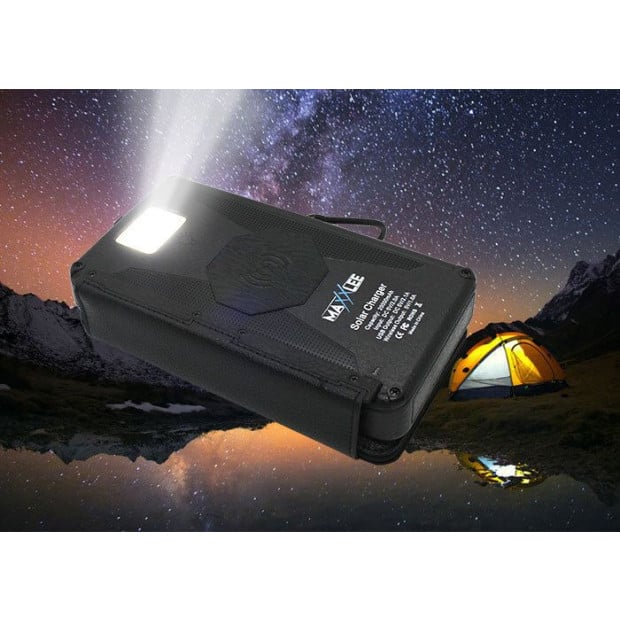 2x 20000mah Solar Panel Power Bank Qi Wireless Battery Charger USB C Image 5