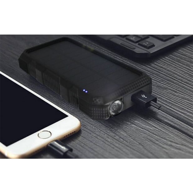 Maxxlee 20000mah Qi Wireless Charger Solar Power Bank 18w Blue Image 2