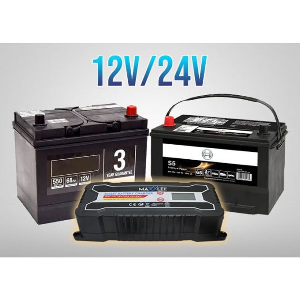 Maxxlee 20a 12v 24v Smart Automatic 8 Stage Fast Battery Charger Image 2