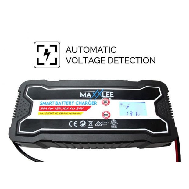 Maxxlee 20a 12v 24v Smart Automatic 8 Stage Fast Battery Charger Image 5