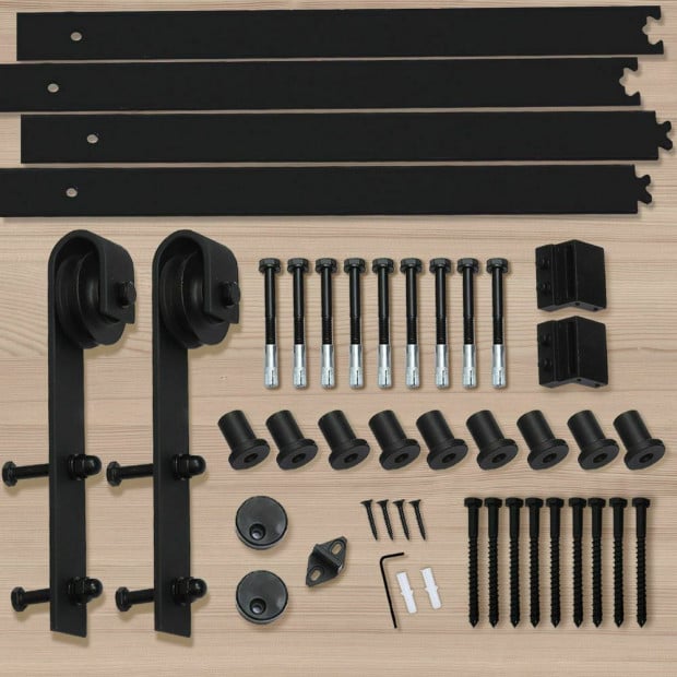 2.5M Antique Classic Style Single Sliding Barn Door Hardware Track Roller Kit Image 6