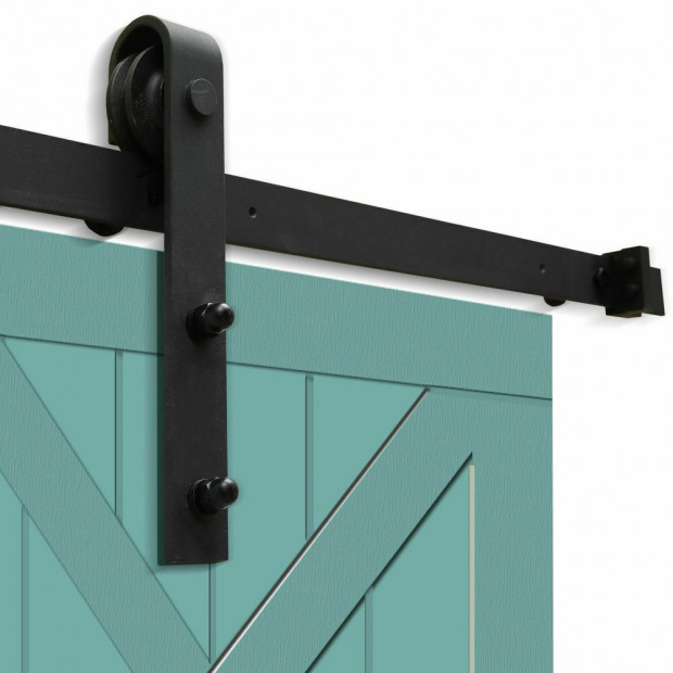 2.5M Antique Classic Style Single Sliding Barn Door Hardware Track Roller Kit Image 5