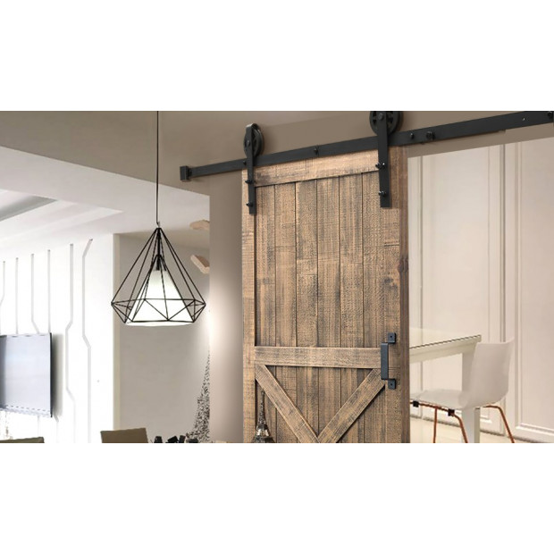 2.44m Classic Sliding Barn Single Door Track Kit Image 1