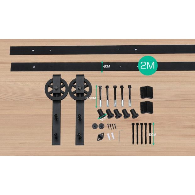 2.44m Classic Sliding Barn Single Door Track Kit Image 1