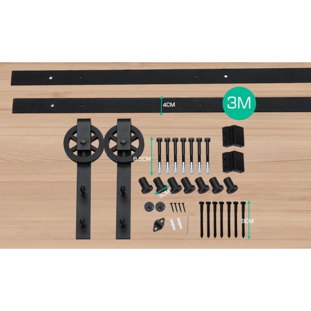2.44m Classic Sliding Barn Single Door Track Kit Image 3