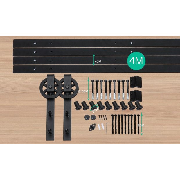 2.44m Classic Sliding Barn Single Door Track Kit Image 5