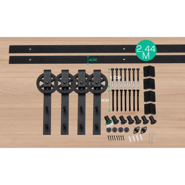 3M Antique Classic Double Sliding Barn Door Hardware Track Roller Kit Image 2