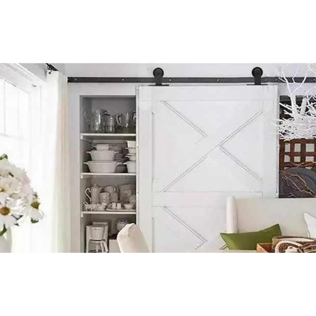 2.44m Antique Classic Sliding Barn Door Track Kit For Single Door Image 5