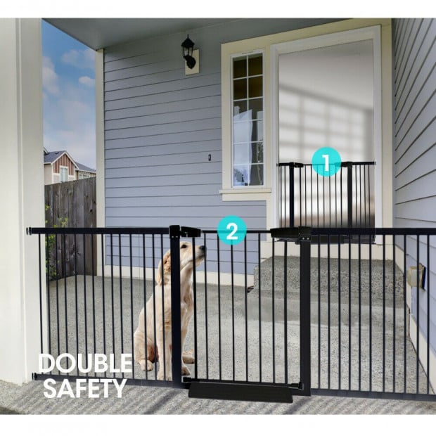 Kids Pet Safety Security Gate Stair Barrier Extension Panels 30cm BK Image 5
