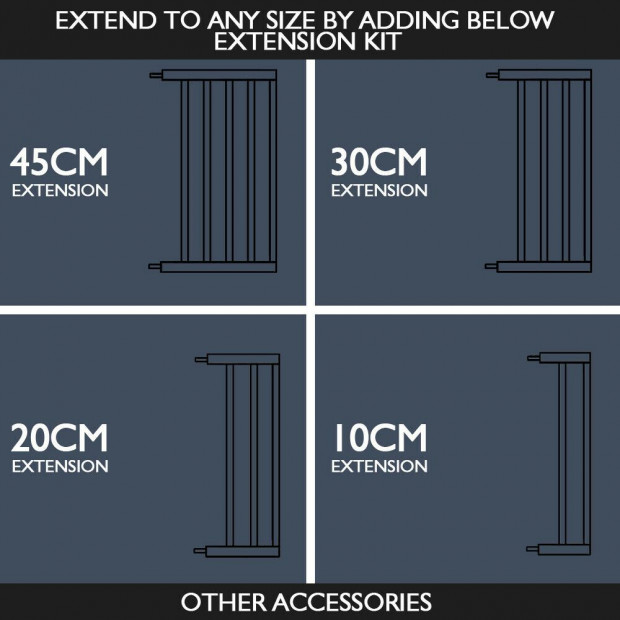 Baby Safety Security Gate Stair Barrier Doors Extension Panels 45cm BK Image 11