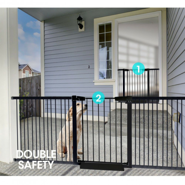 Baby Safety Security Gate Stair Barrier Doors Extension Panels 45cm BK Image 5
