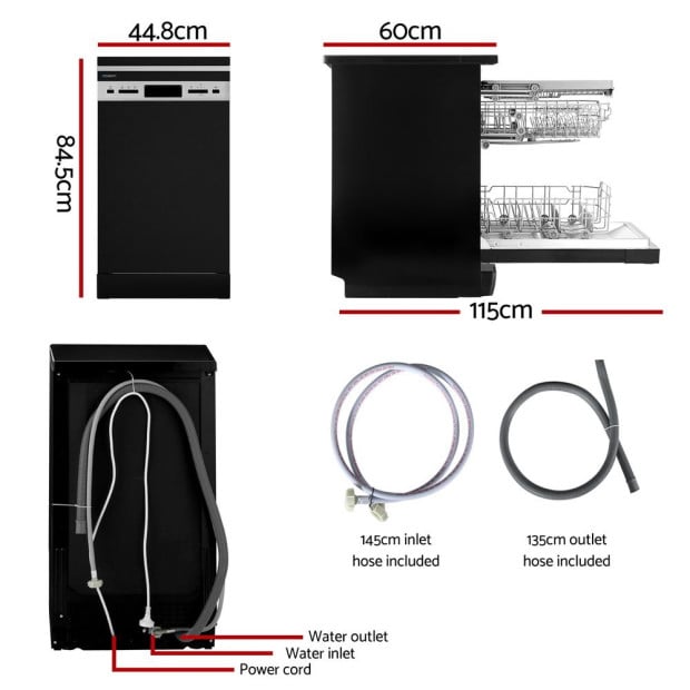 10 Place Settings Freestanding Dishwasher Black Image 2