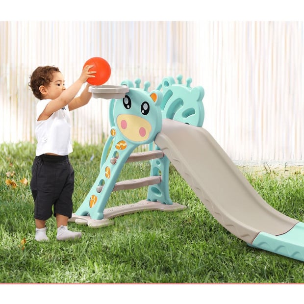 BoPeep Kids Slide Outdoor Basketball Ring Activity PlaySet Green Image 3