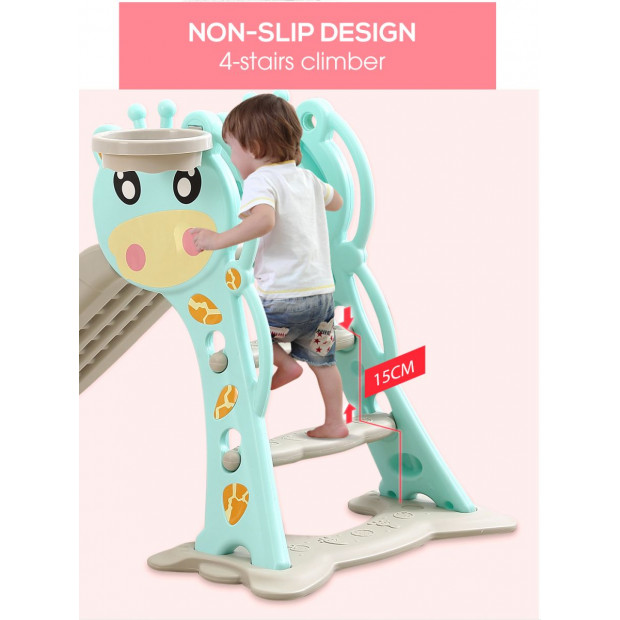 BoPeep Kids Slide Outdoor Basketball Ring Activity PlaySet Green Image 9