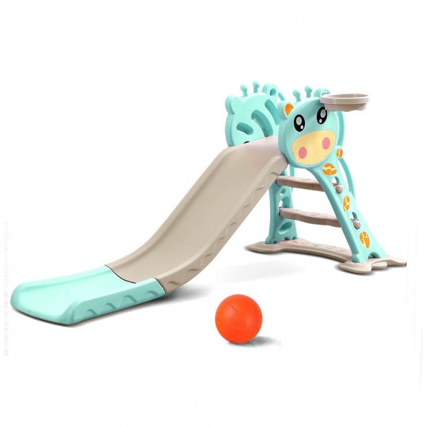 BoPeep Kids Slide Outdoor Basketball Ring Activity PlaySet Green