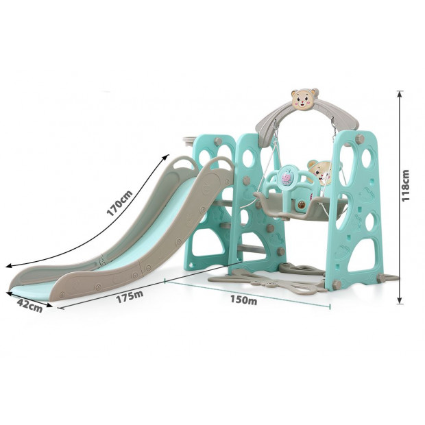 BoPeep Kids Slide Swing Basketball Ring Activity Center Play Set Blue Image 3