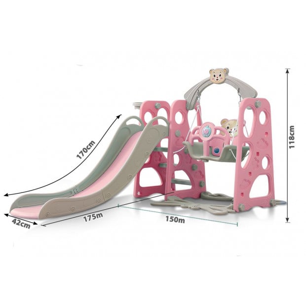 BoPeep Kids Slide Swing Basketball Ring Activity Center Play Set Pink Image 3