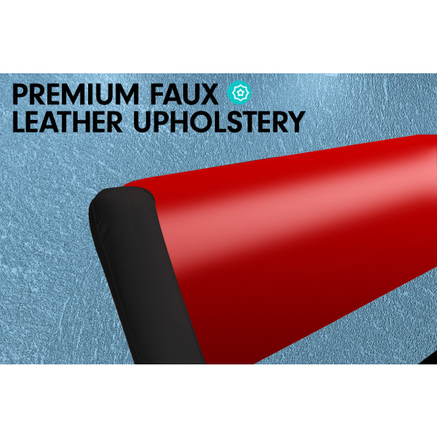 Queen Size Faux Leather Curved Bed Frame - Red Image 4