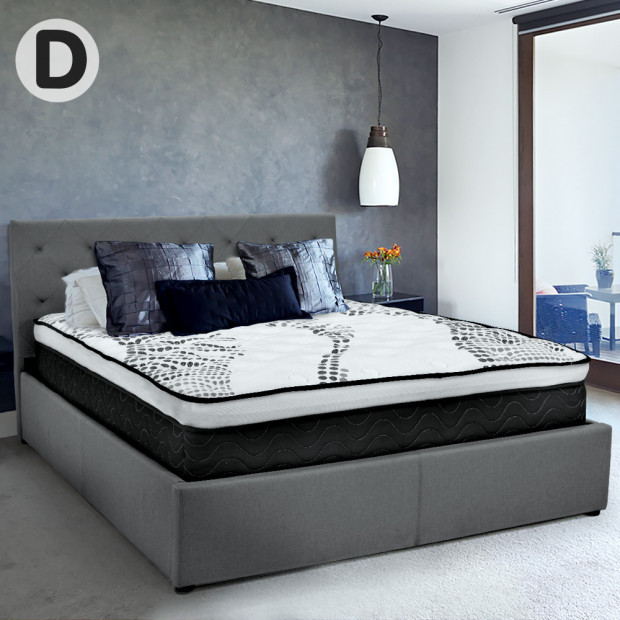 Double Fabric Gas Lift Bed Frame with Headboard - Dark Grey