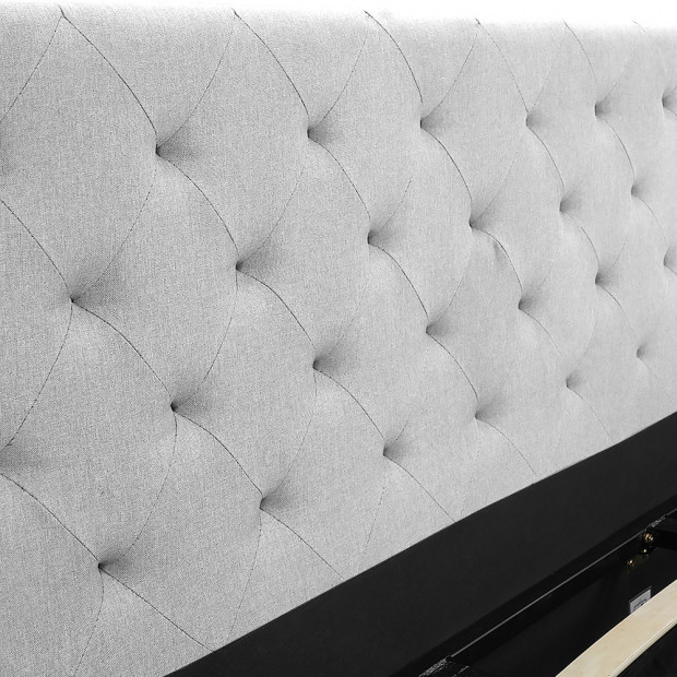King Fabric Gas Lift Bed Frame with Headboard - Grey Image 3