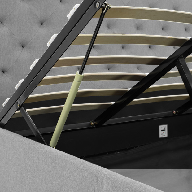 King Fabric Gas Lift Bed Frame with Headboard - Grey Image 7