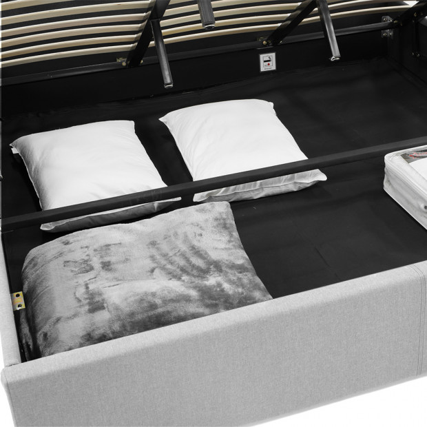 King Fabric Gas Lift Bed Frame with Headboard - Grey Image 4