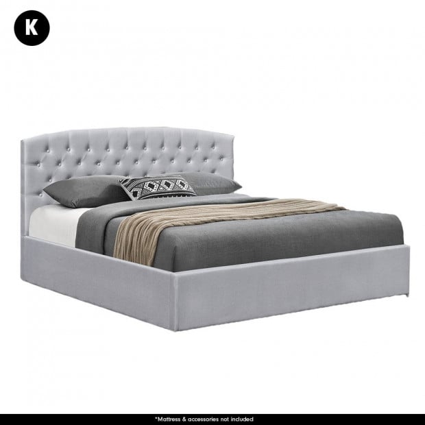 King Size Fabric Gas Lift Storage Bed, King Bed Frame With Storage And Headboard