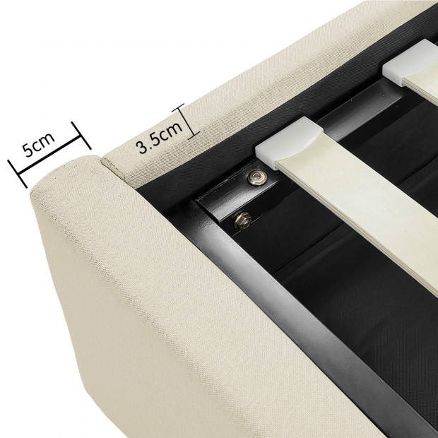 King Fabric Gas Lift Bed Frame with Headboard - Beige Image 6