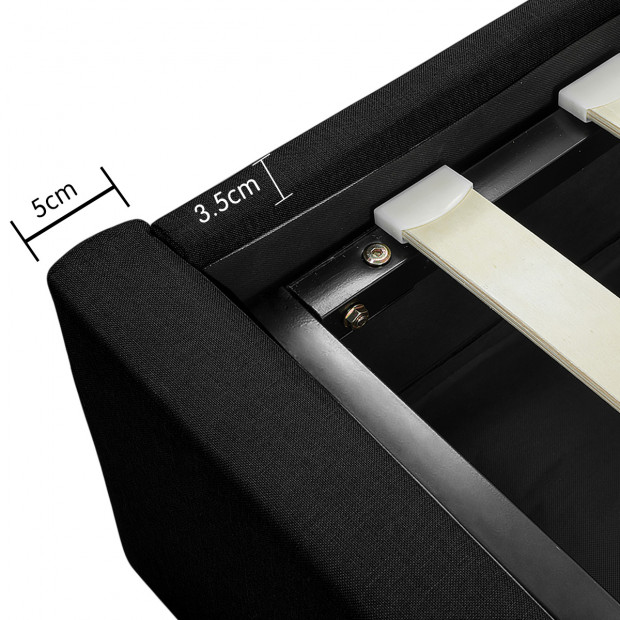 Queen Fabric Gas Lift Bed Frame with Headboard - Black Image 10