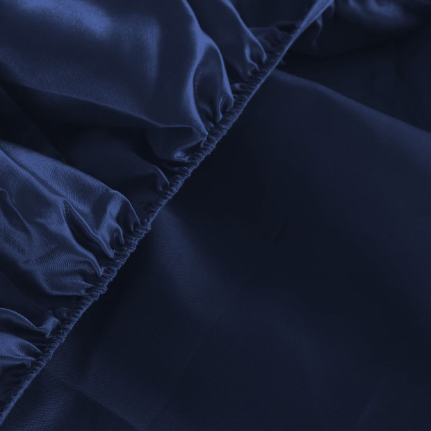 Silky Satin Fitted Flat Bed Sheet Pillowcases Summer Double Blue Image 12