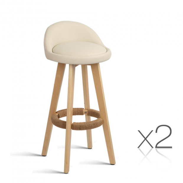 Set of 2 PU Leather Dining Chair - Beige