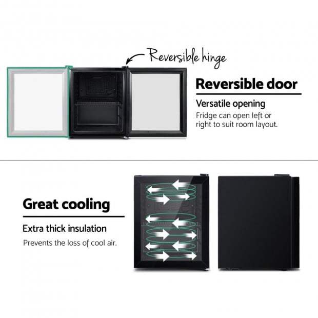 46L Glass Door Bar Fridge Mini Countertop Freezer Fridges Cooler Image 3
