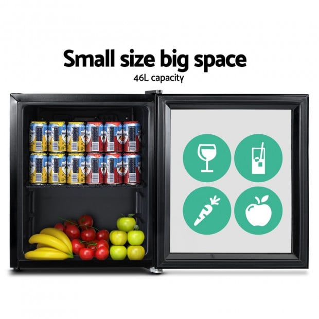 46L Glass Door Bar Fridge Mini Countertop Freezer Fridges Cooler Image 4