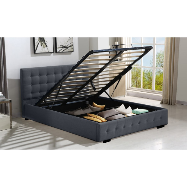 Gas Lift Storage King Size Fabric Dark Grey Image 2